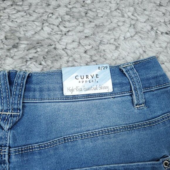 Curve Appeal High Rise Essential Skinny Jeans Stretch Medium Wash Blue Size 8 29 - Picture 3 of 8